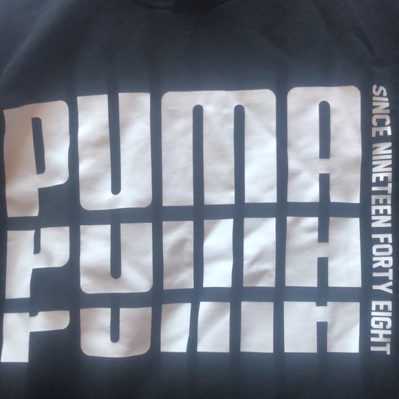 Boys 14 Puma Hoodie (Jet Black, Acrylic Puma Logo) - Picture 2 of 3